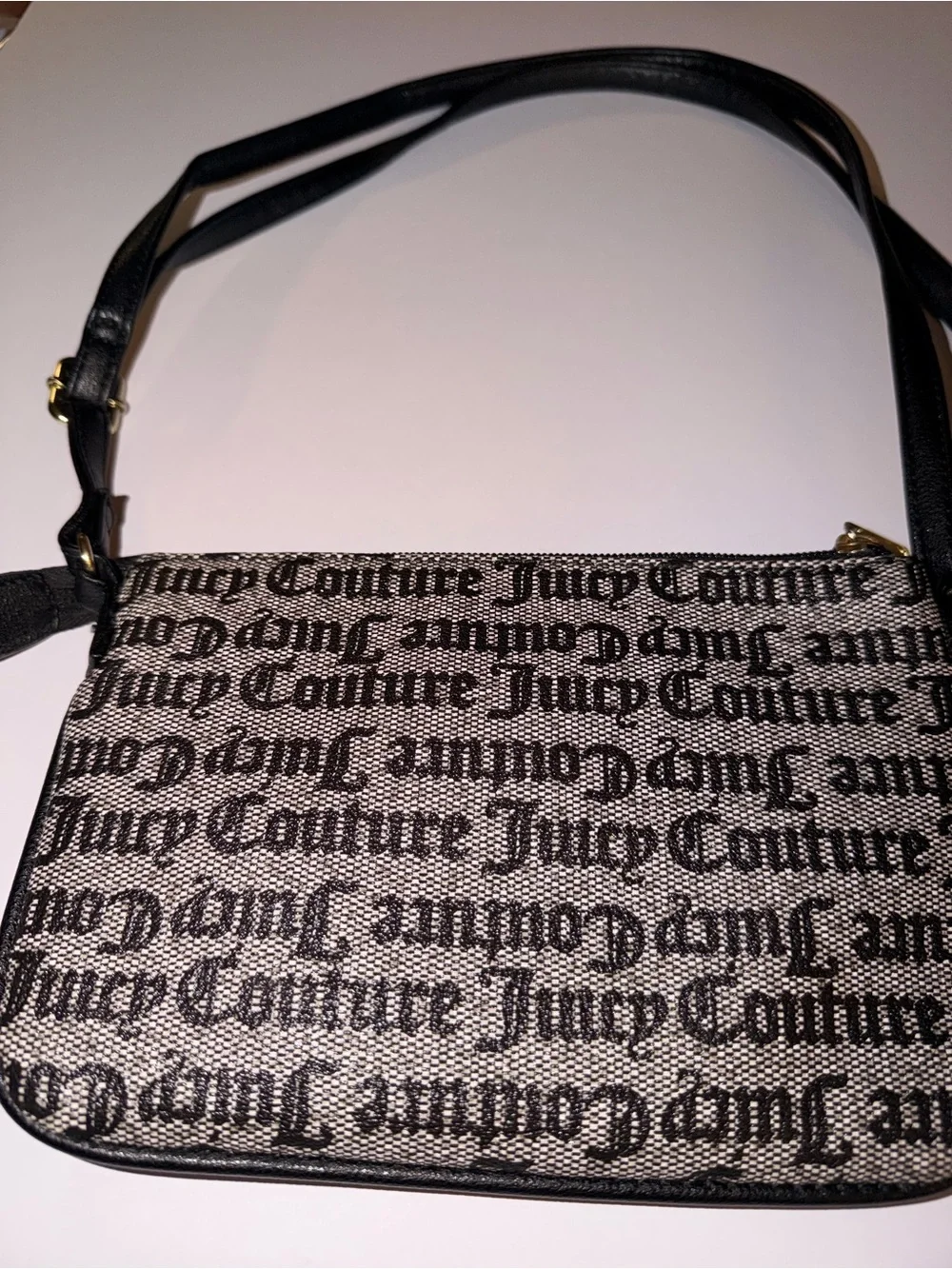 Juicy Couture Black and Gold Logo Shoulder Bag
